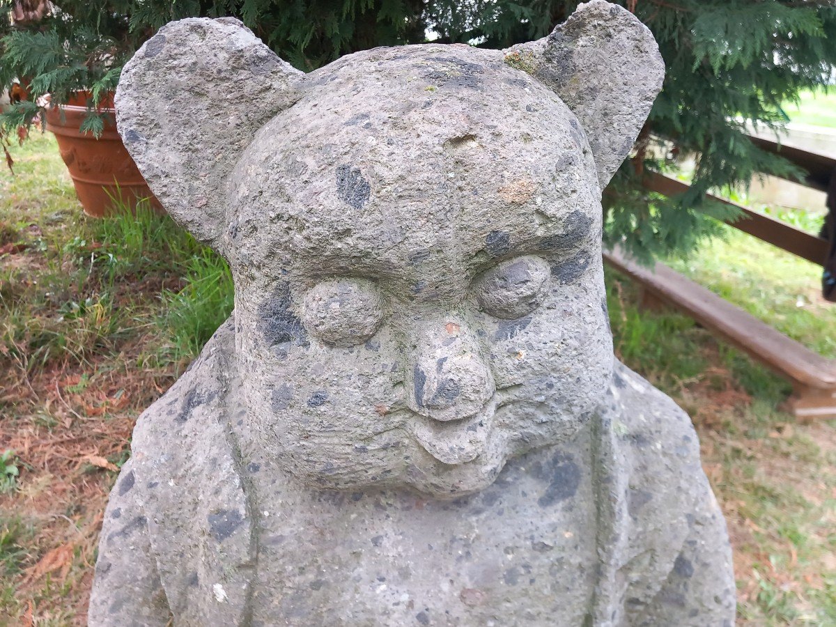 Antica scultura in pietra lavica - Orso, '800, Oriente-photo-4