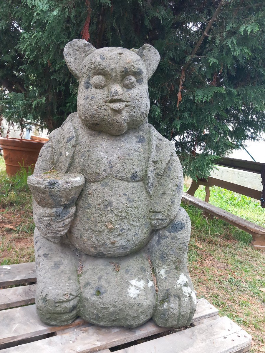 Antica scultura in pietra lavica - Orso, '800, Oriente