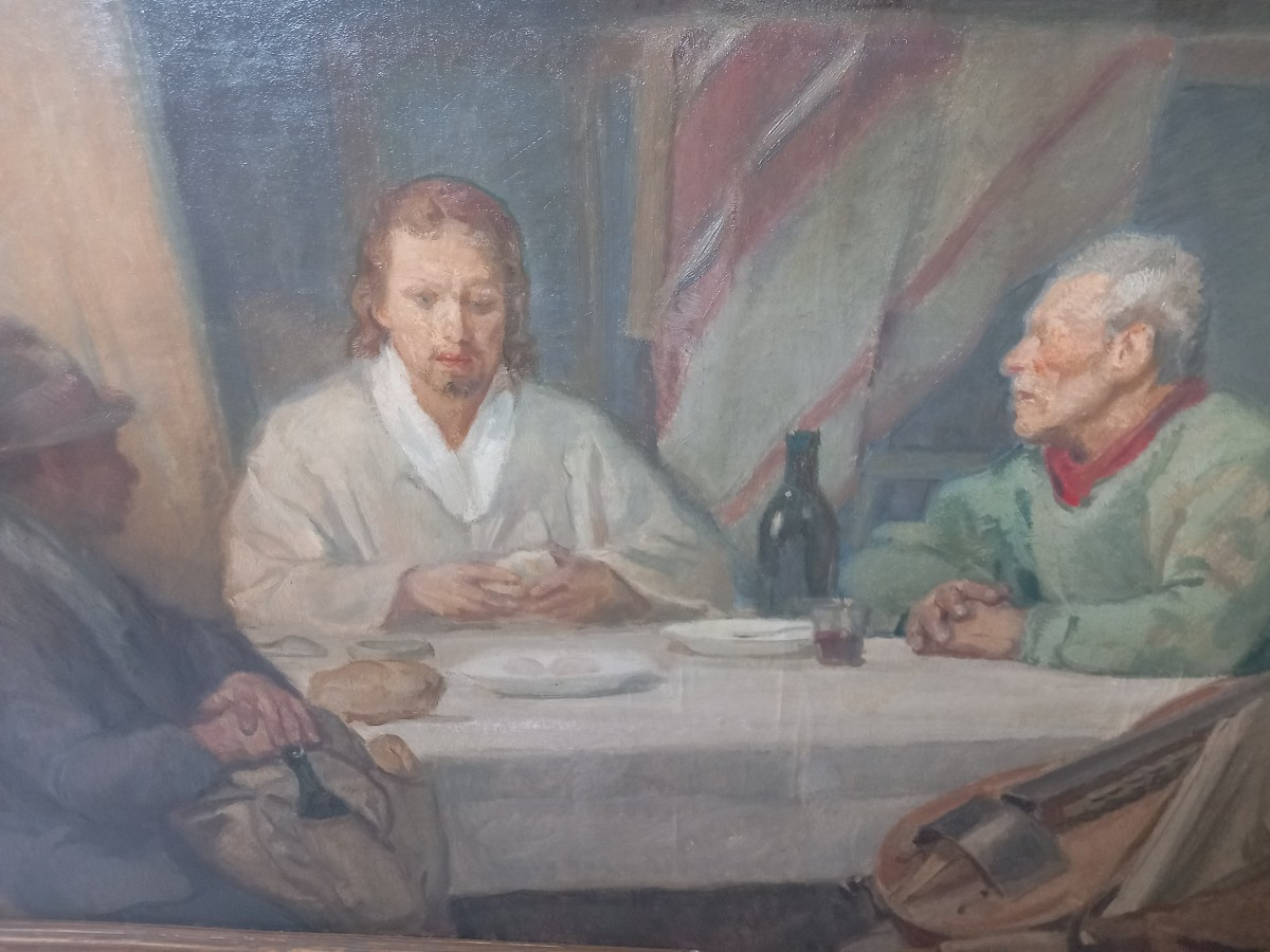 Dipinto - La simulazione della cena di Emmaus, '900-photo-2
