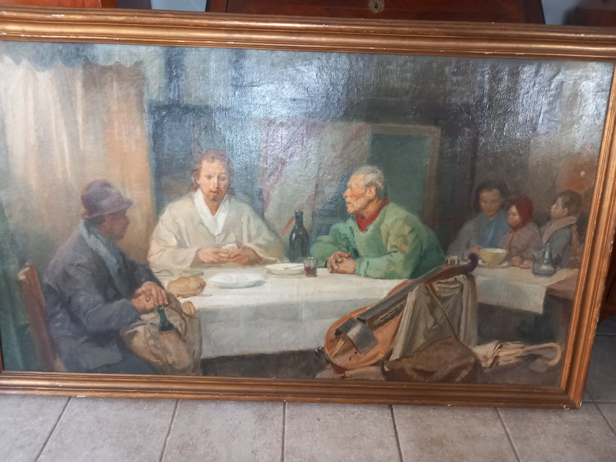 Dipinto - La simulazione della cena di Emmaus, '900-photo-2