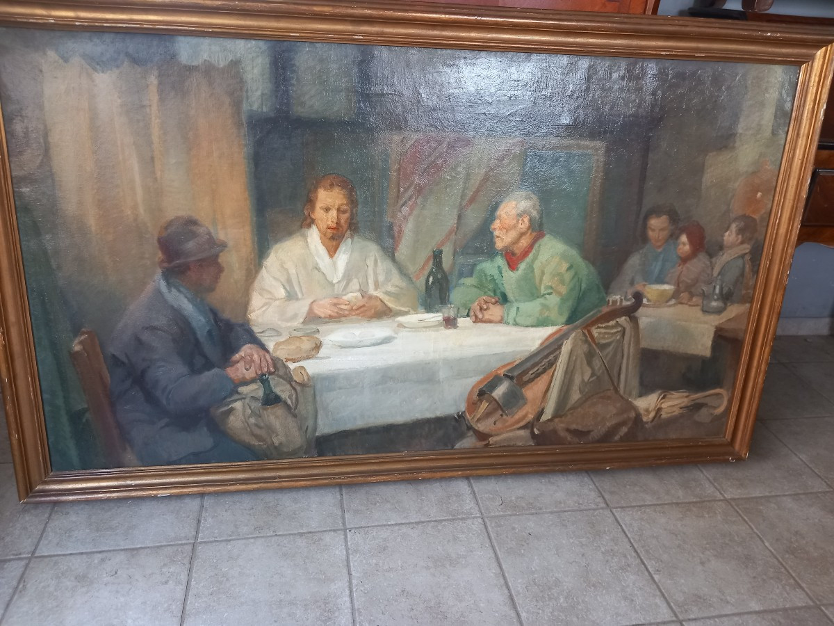 Dipinto - La simulazione della cena di Emmaus, '900