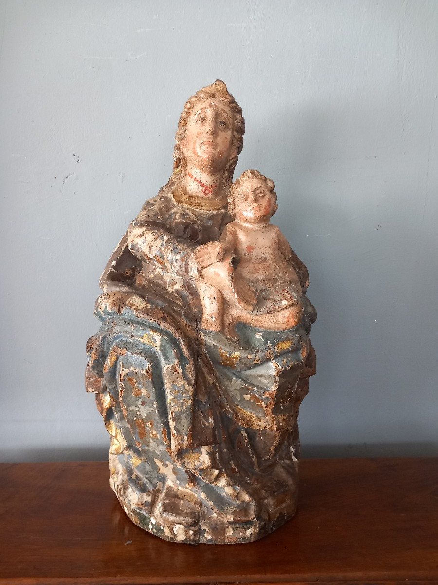 Scultura Madonna con Bambino, fine '500, Italia