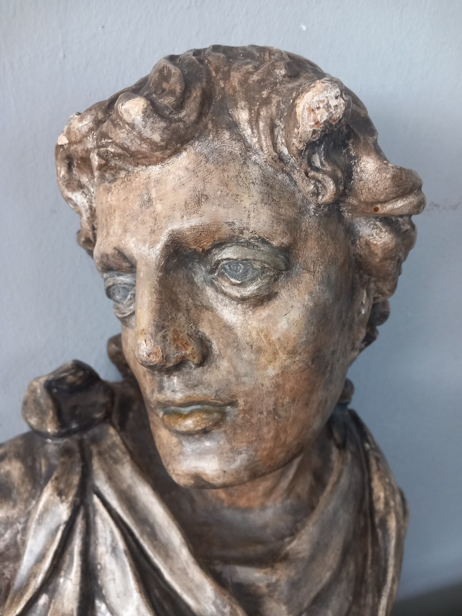 B﻿usto in legno - Giovane Imperatore, '600, Roma-photo-2