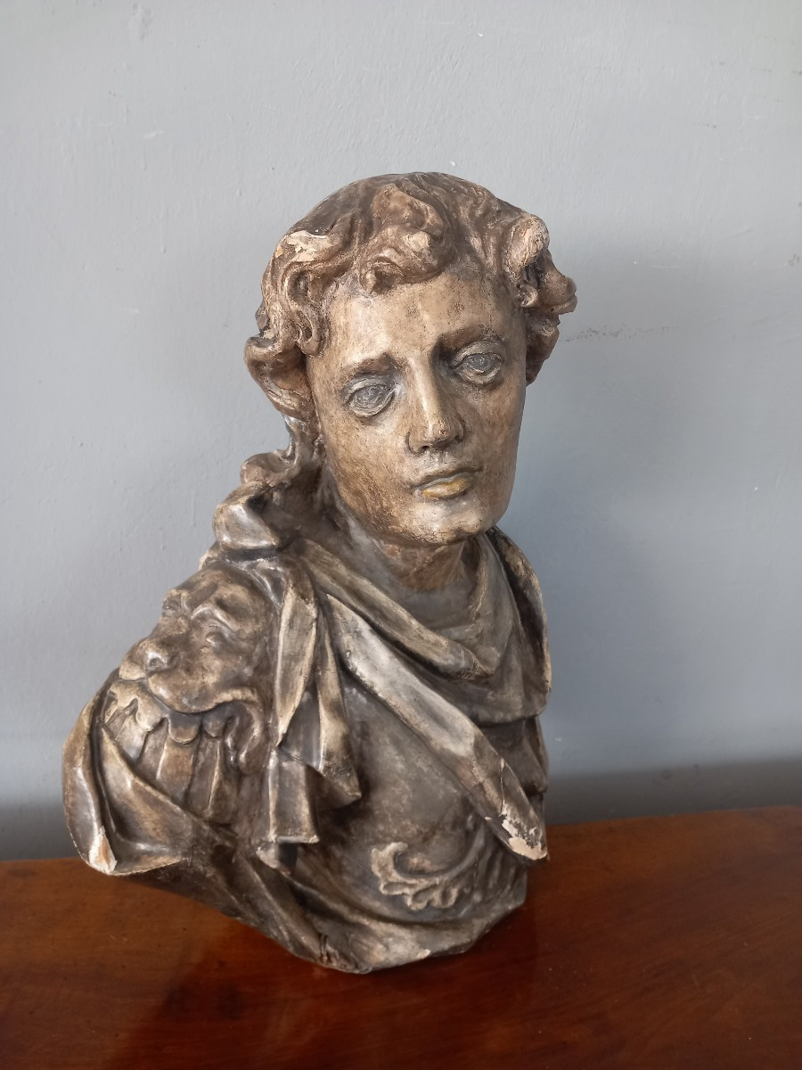 B﻿usto in legno - Giovane Imperatore, '600, Roma-photo-3