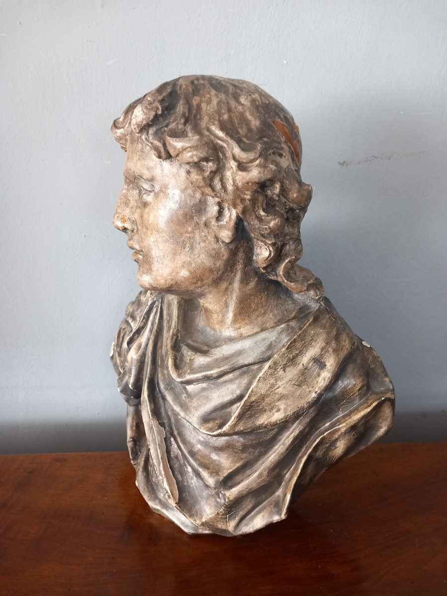 B﻿usto in legno - Giovane Imperatore, '600, Roma-photo-2