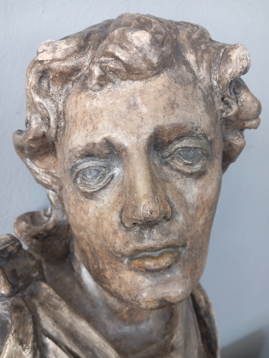 B﻿usto in legno - Giovane Imperatore, '600, Roma-photo-3