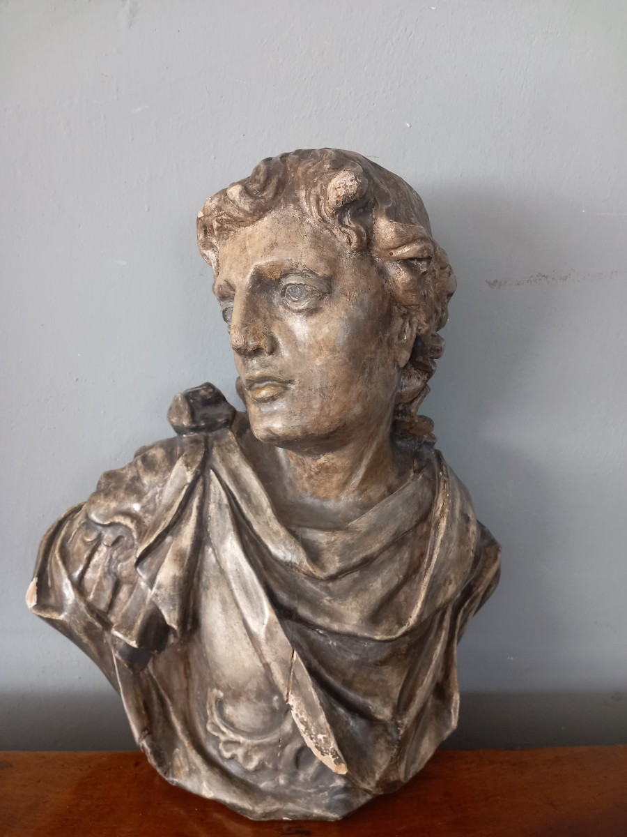 B﻿usto in legno - Giovane Imperatore, '600, Roma-photo-4