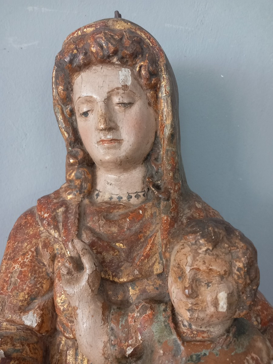 Scultura in legno - Madonna con Bambino. '500, Italia -photo-2