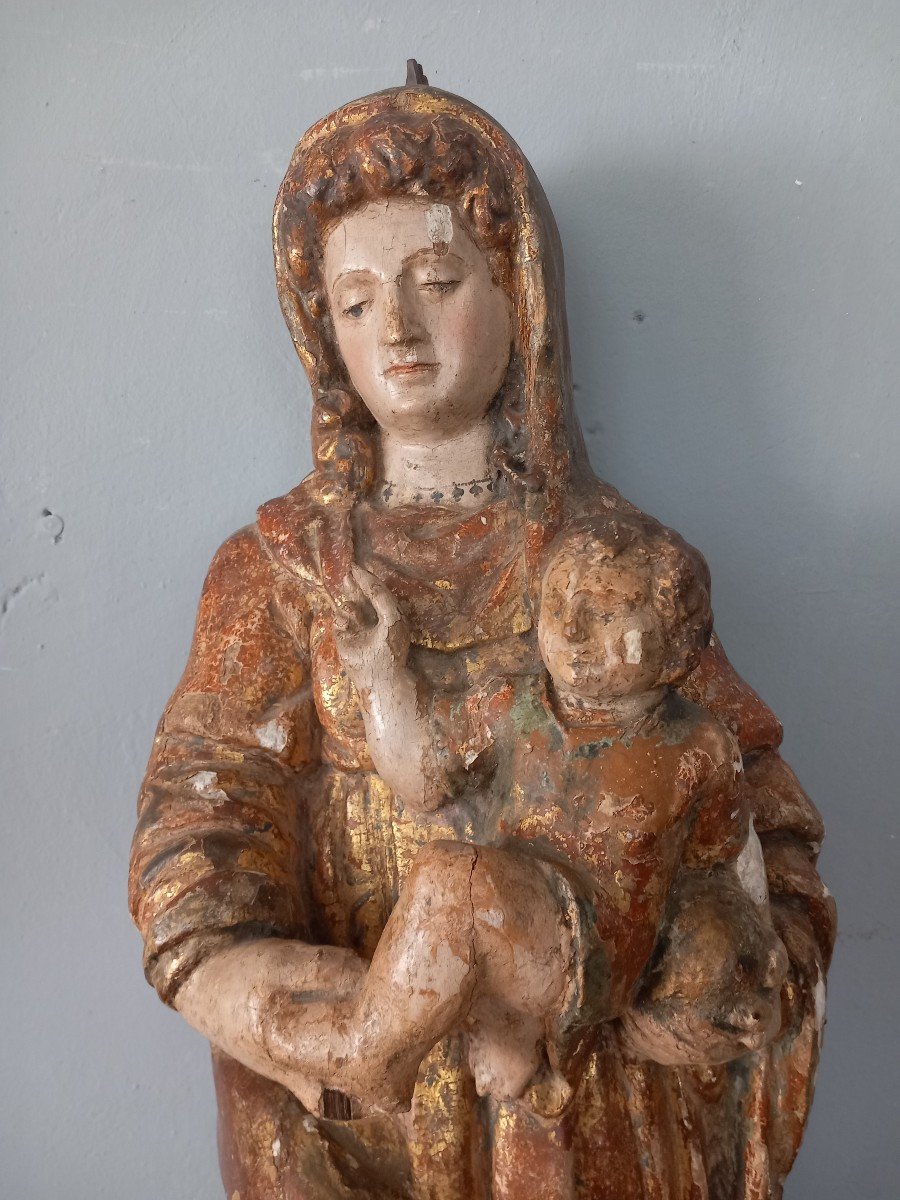 Scultura in legno - Madonna con Bambino. '500, Italia -photo-2