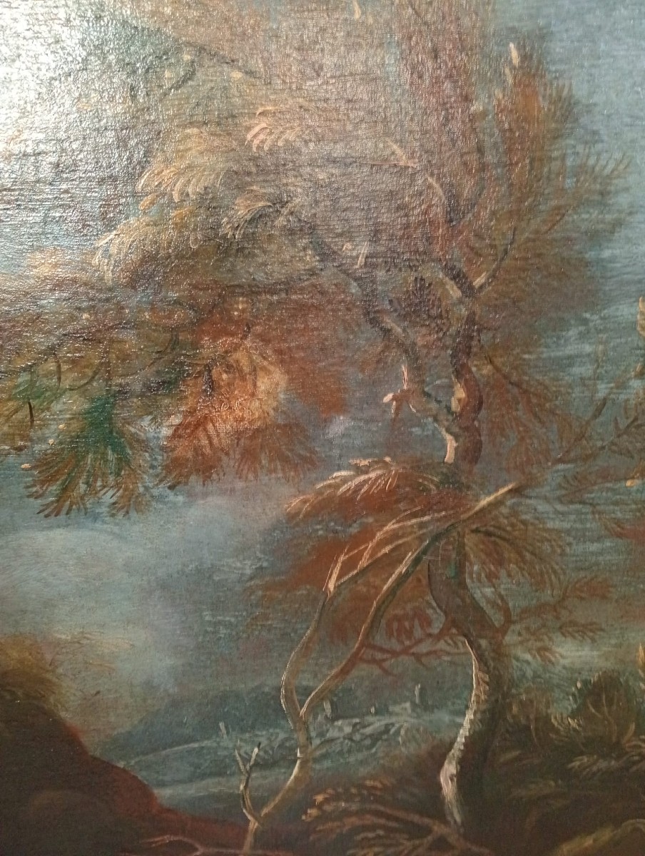 Dipinto olio su tela - Paesaggio con figure, '700 -photo-4