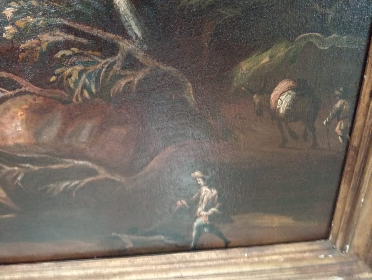 Dipinto olio su tela - Paesaggio con figure, '700 -photo-1