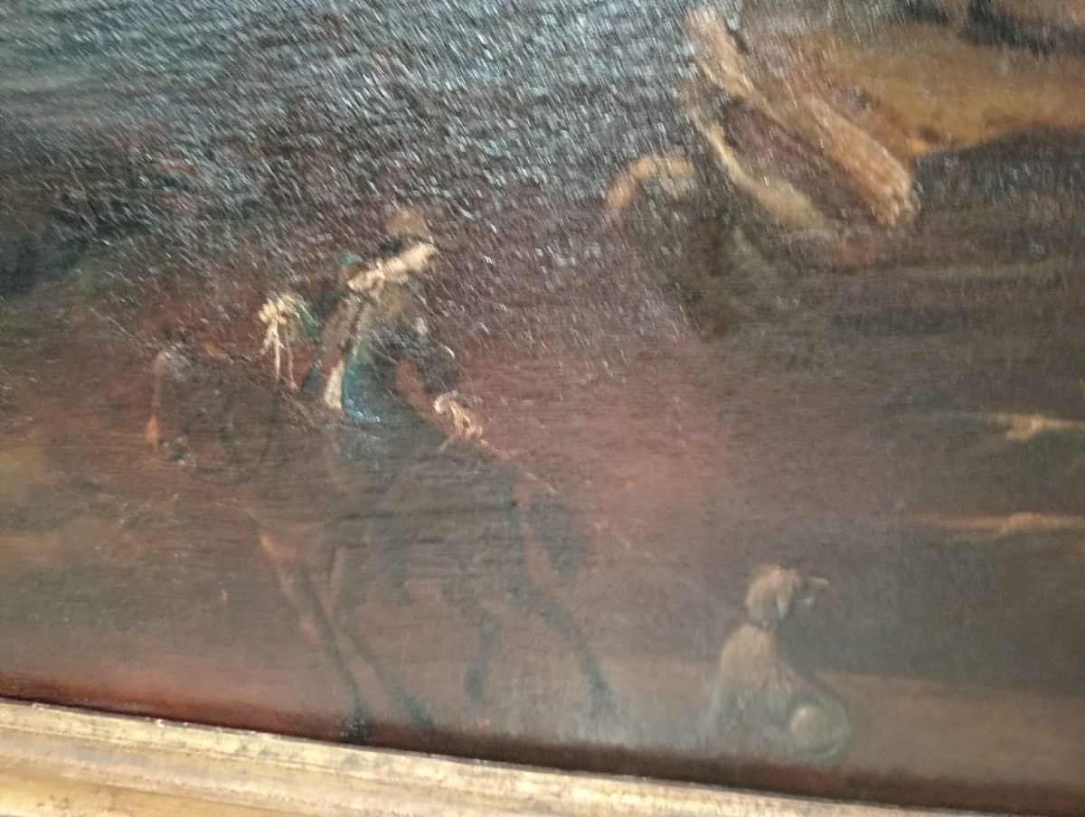 Dipinto olio su tela - Paesaggio con figure, '700 -photo-2