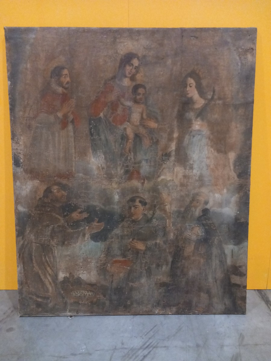 Pala d'altare raffigurante Madonna con Bambino e Santi, '600