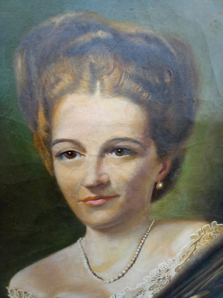 Dipinto olio su tela Nobildonna, '800-photo-3