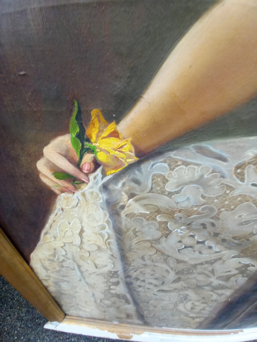 Dipinto olio su tela Nobildonna, '800-photo-4