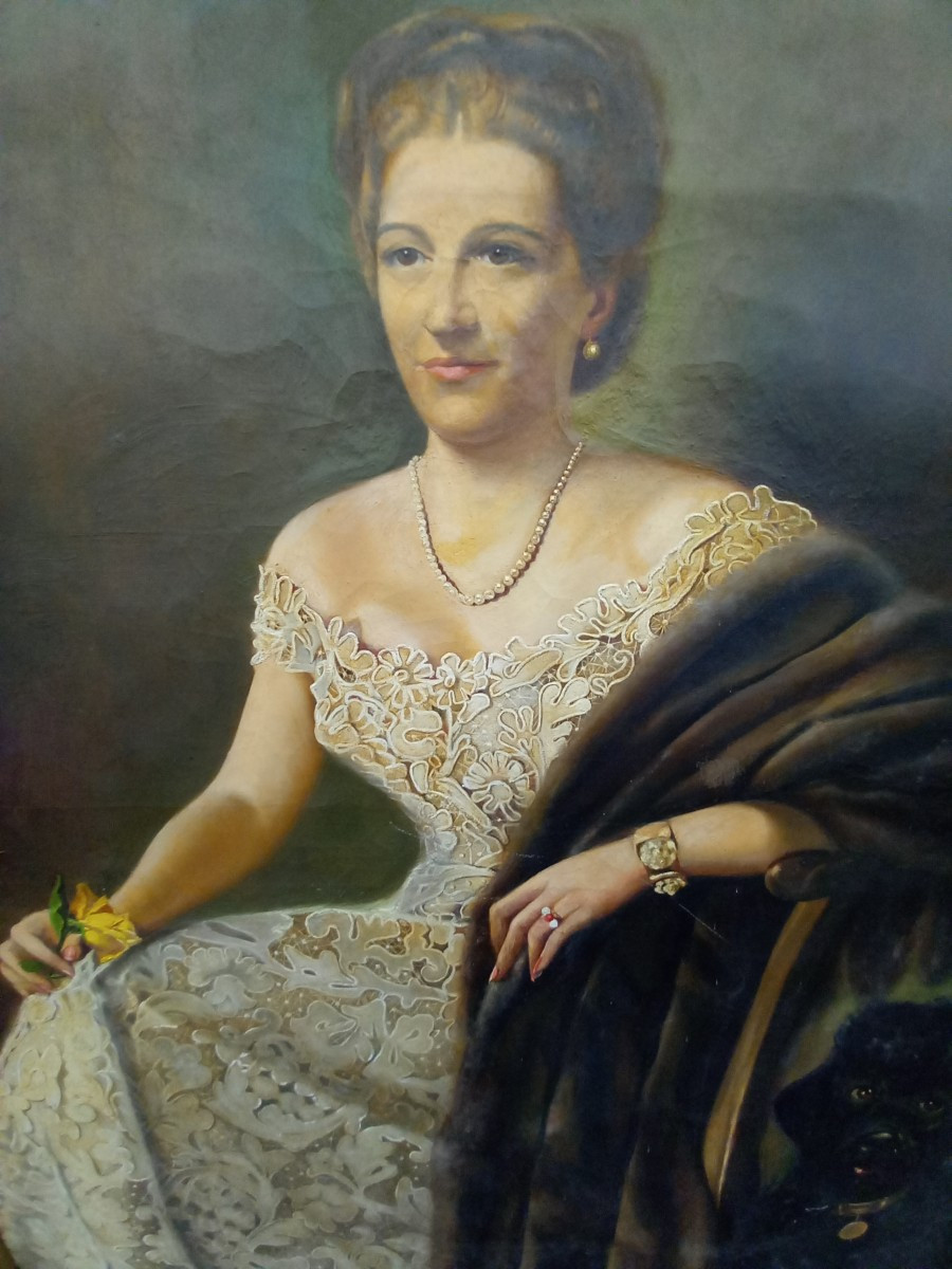 Dipinto olio su tela Nobildonna, '800-photo-3