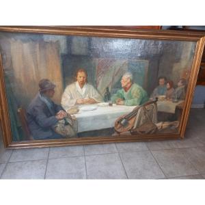 Dipinto - La simulazione della cena di Emmaus, '900