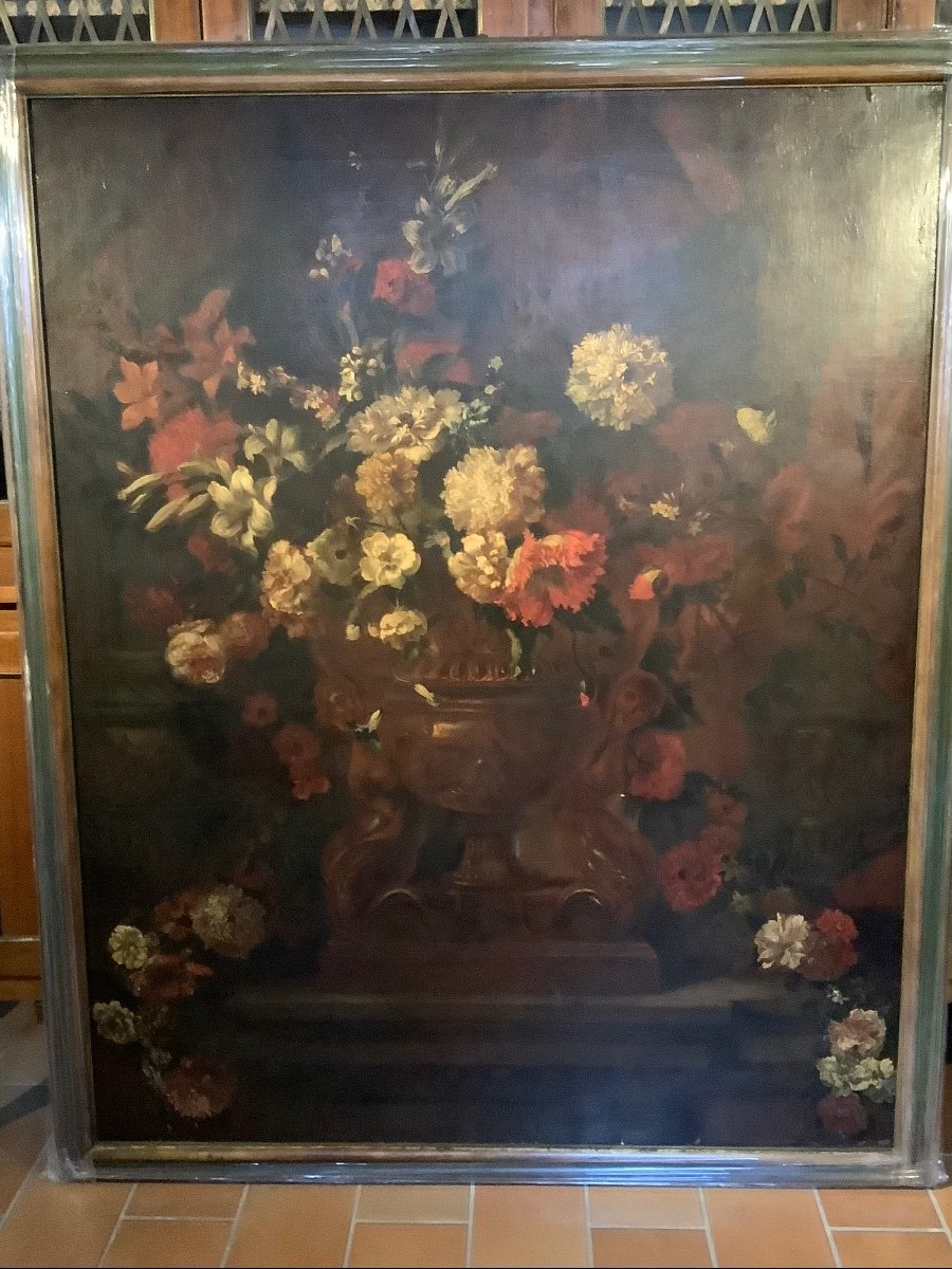 Grande olio su tela natura morta fine XVII secolo