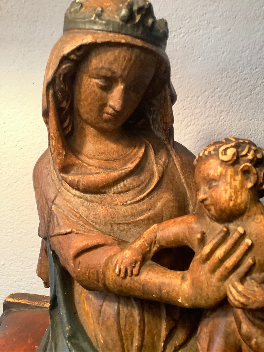 Scultura in gesso madonna seduta con bambino Ep XIX secolo-photo-5