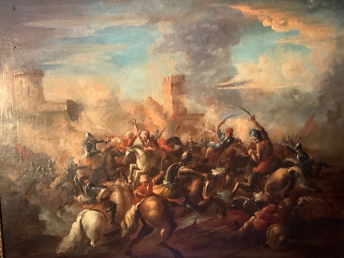 Olio su tela battaglia Ep fine XVIII secolo-photo-3