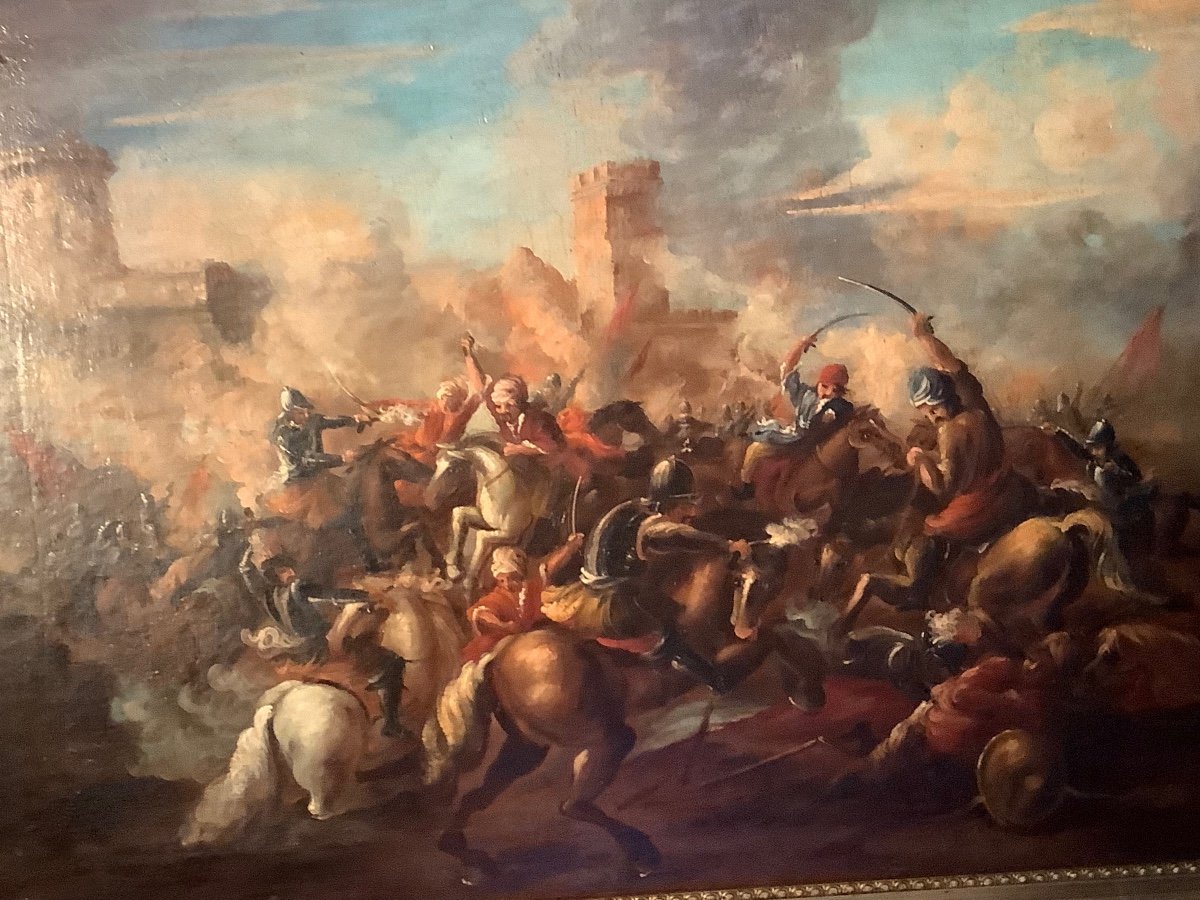 Olio su tela battaglia Ep fine XVIII secolo-photo-4