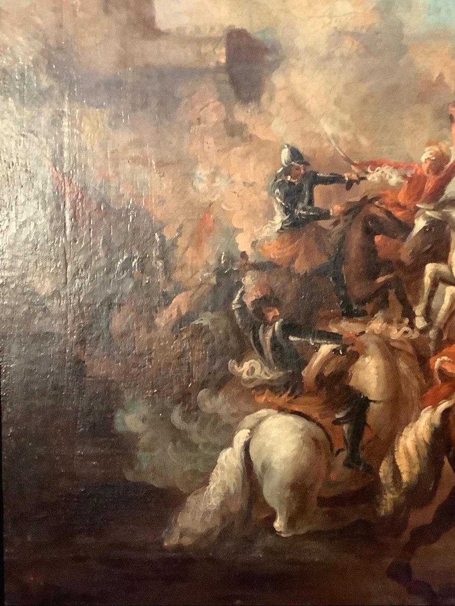 Olio su tela battaglia Ep fine XVIII secolo-photo-1