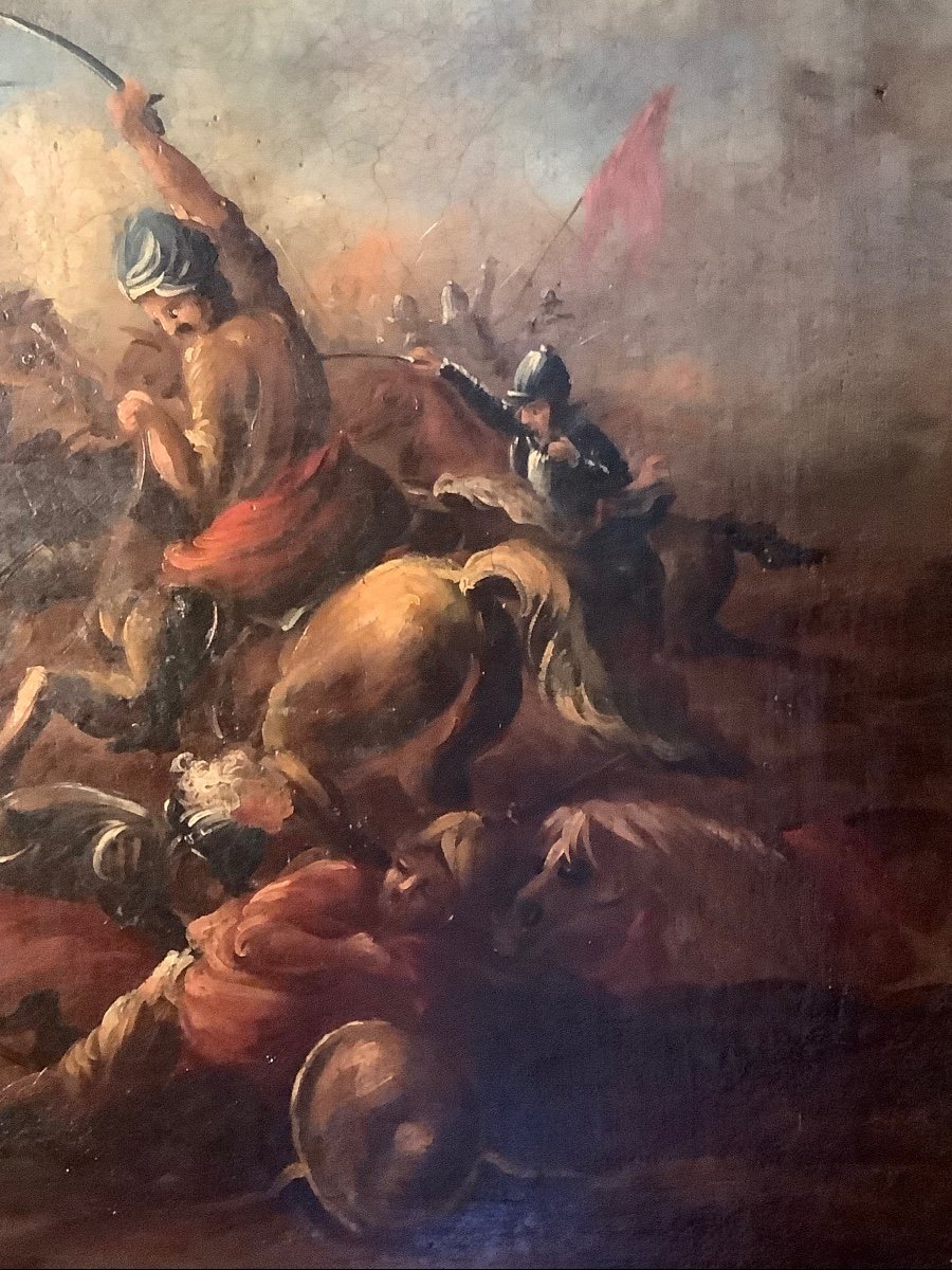 Olio su tela battaglia Ep fine XVIII secolo-photo-2