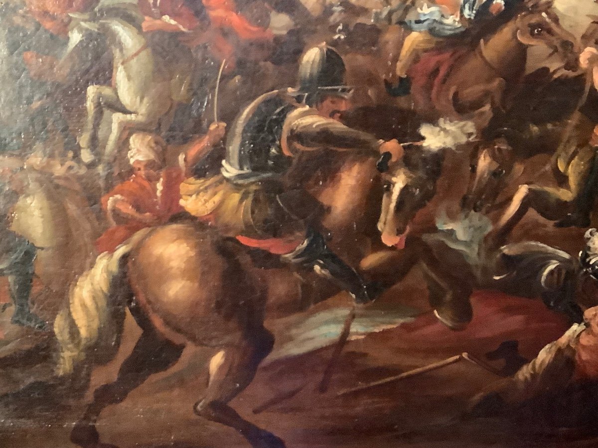 Olio su tela battaglia Ep fine XVIII secolo-photo-3