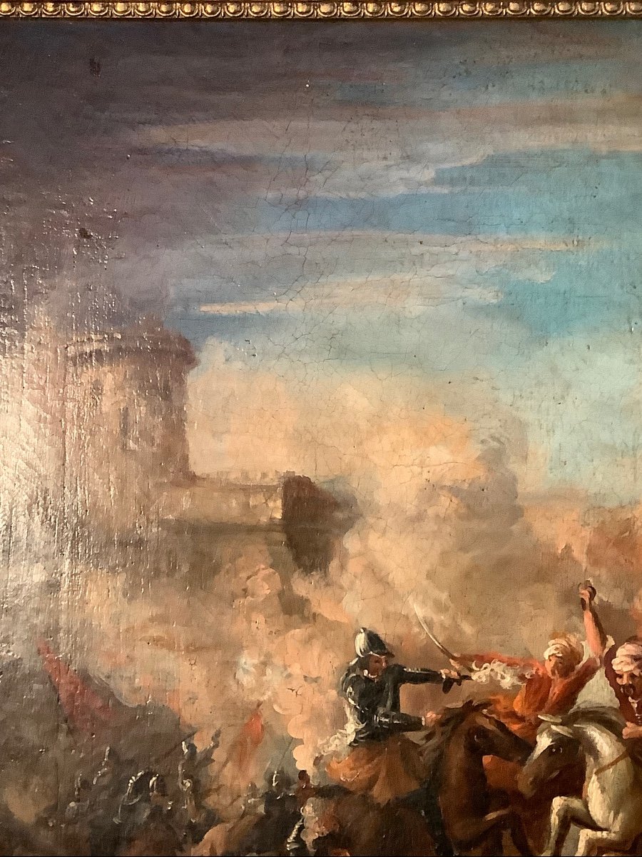 Olio su tela battaglia Ep fine XVIII secolo-photo-4