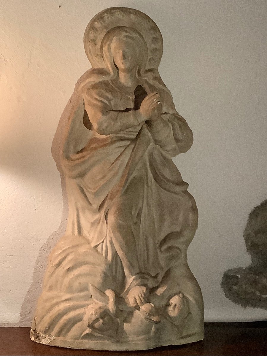 Madonna con angeli in papier mache’ Ep XIX secolo