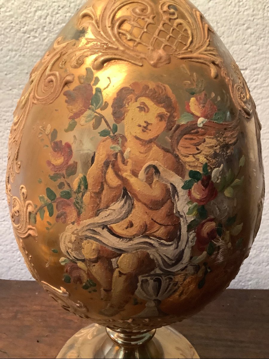 Uovo in vetro dorato Murano Ep XX secolo-photo-3