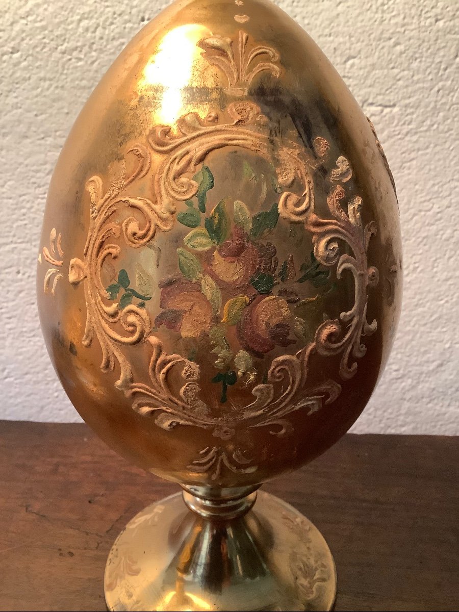 Uovo in vetro dorato Murano Ep XX secolo-photo-4