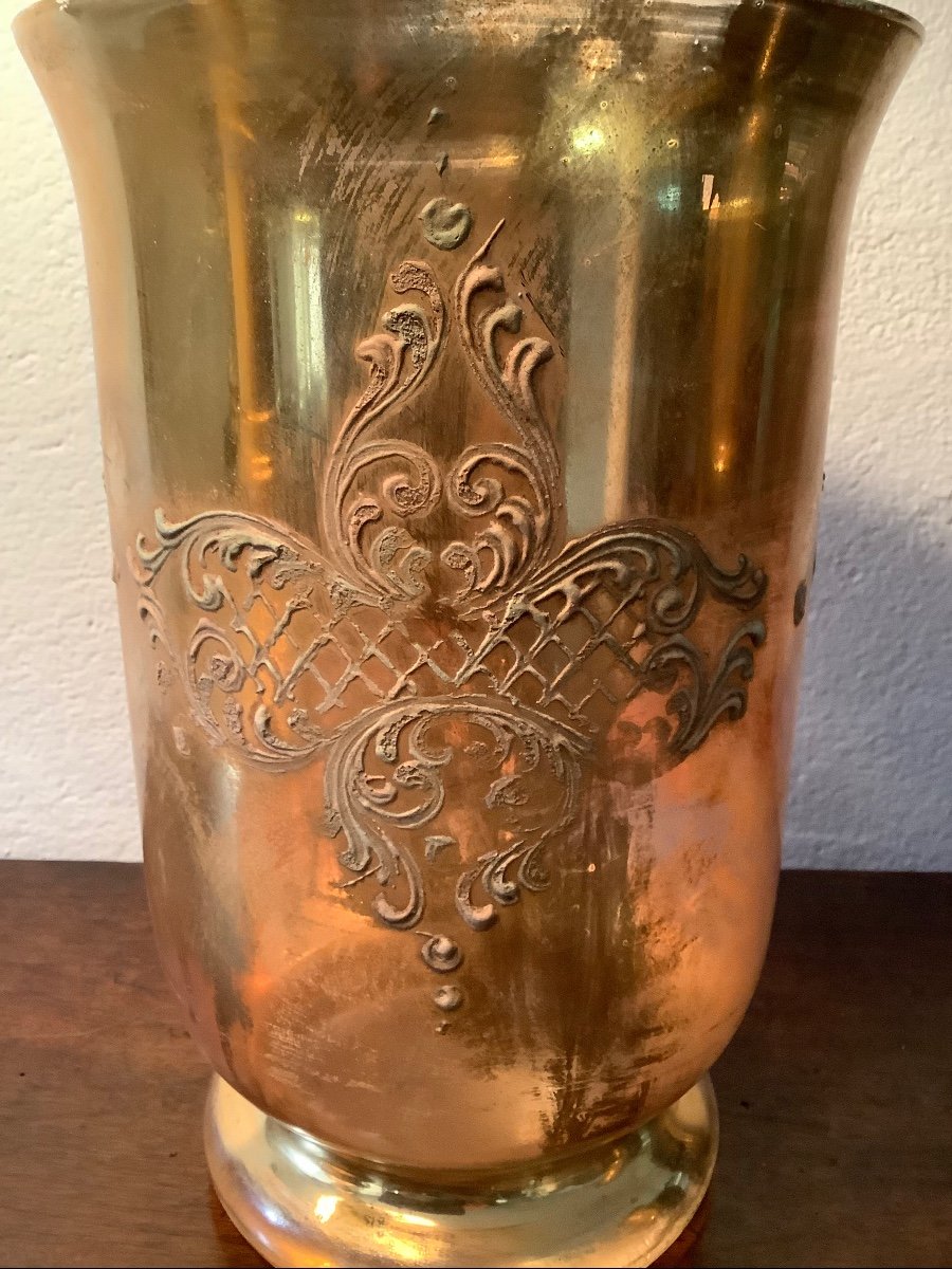 Vaso in vetro dorato e decorato Murano 20 secolo-photo-2