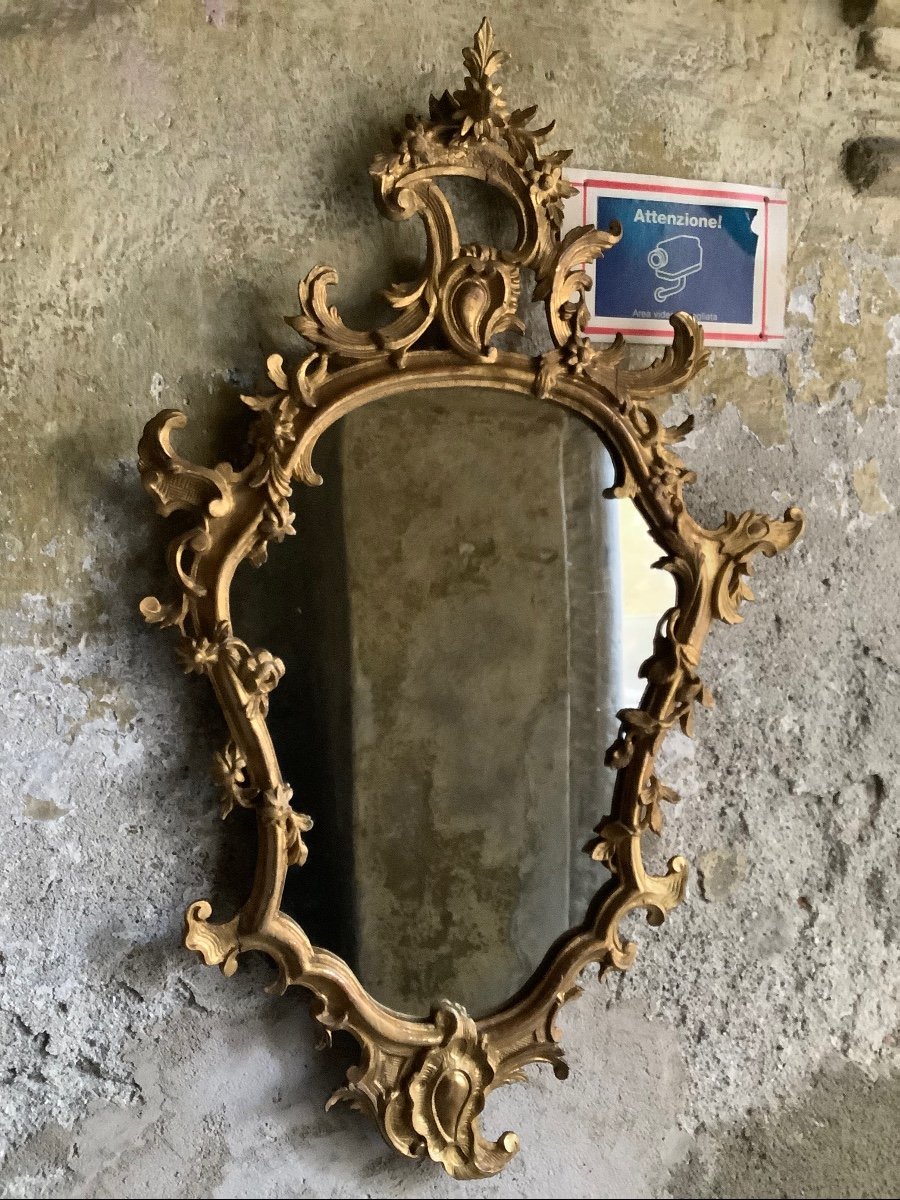 Coppia di specchiere in legno intagliato e dorato Venezia Ep XVIII secolo-photo-3