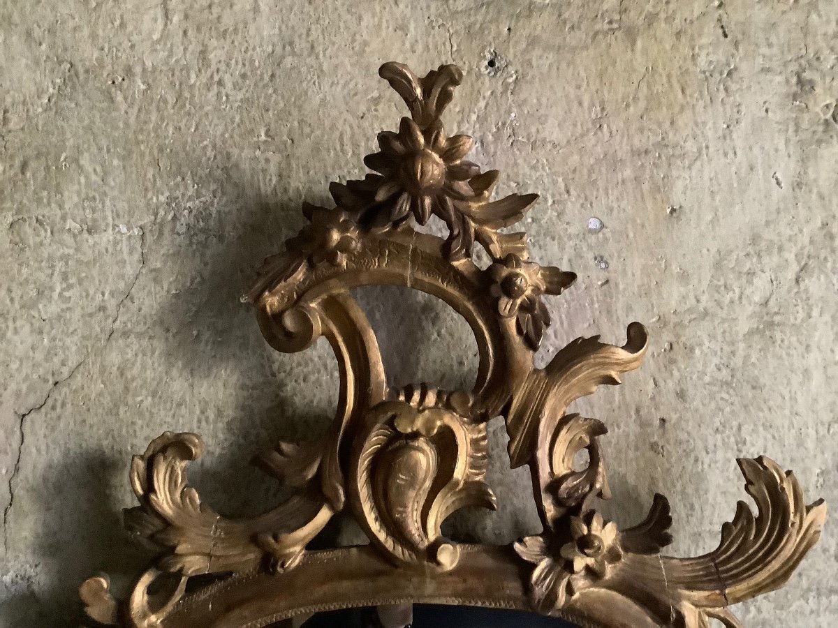 Coppia di specchiere in legno intagliato e dorato Venezia Ep XVIII secolo-photo-4