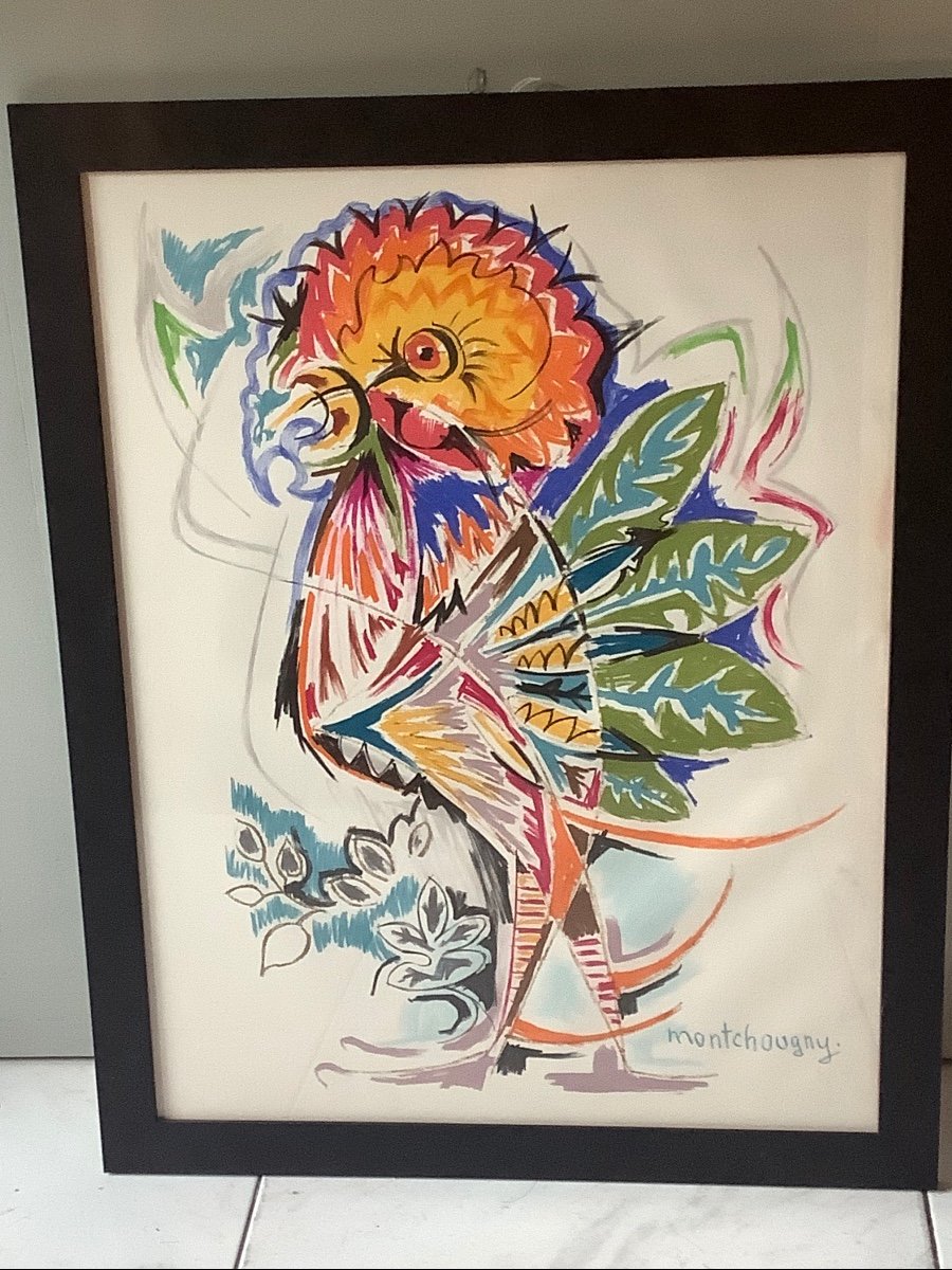 Litografia metamorfosi del gallo di montchougny Ep 1960