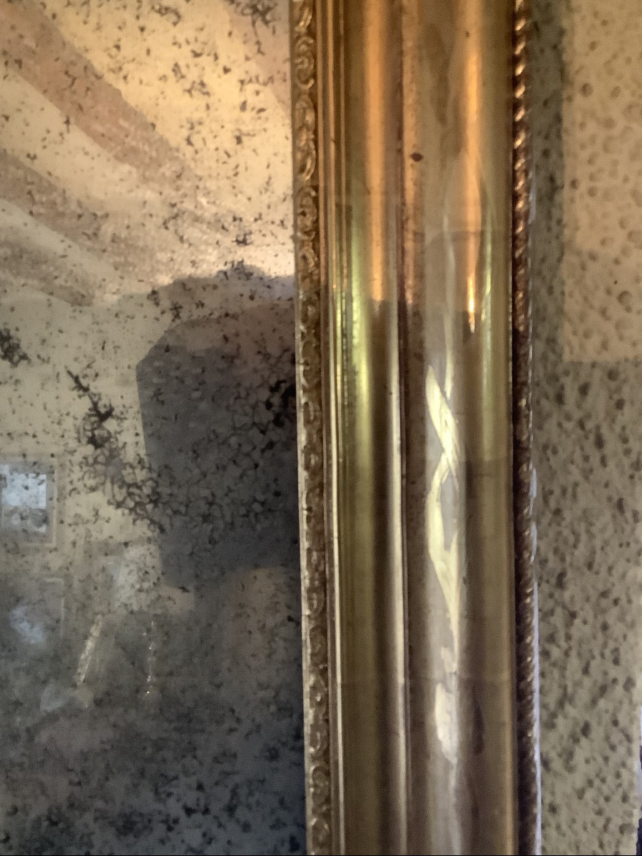 Specchiera in legno dorato con incisioni Ep 1850-photo-3