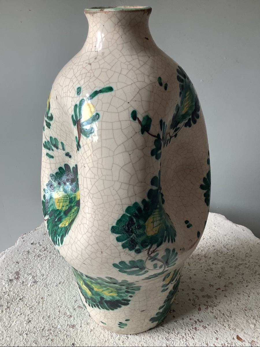 Albarello in maiolica con anse decorato con fiori Ep 800-photo-2