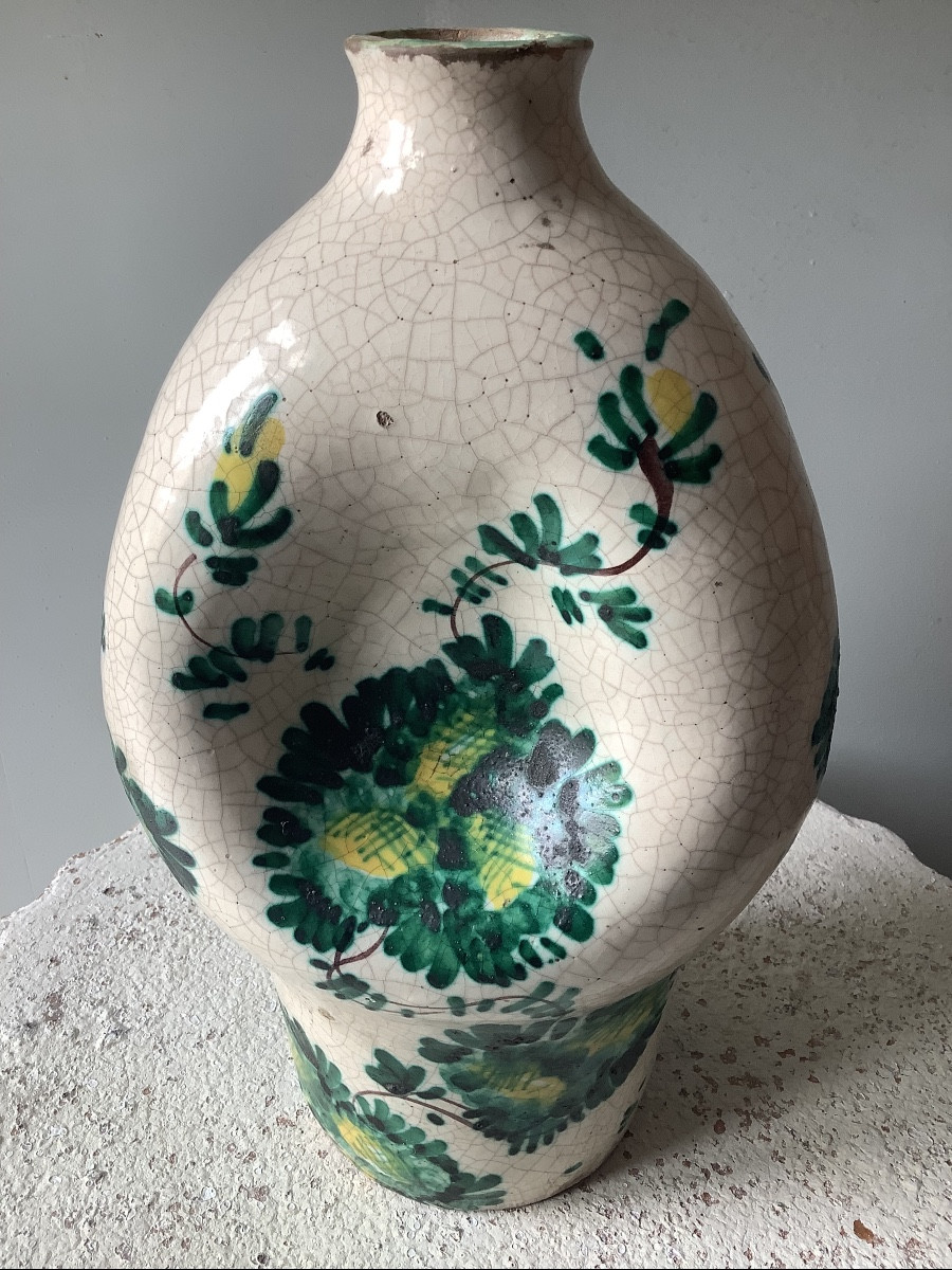 Albarello in maiolica con anse decorato con fiori Ep 800-photo-3