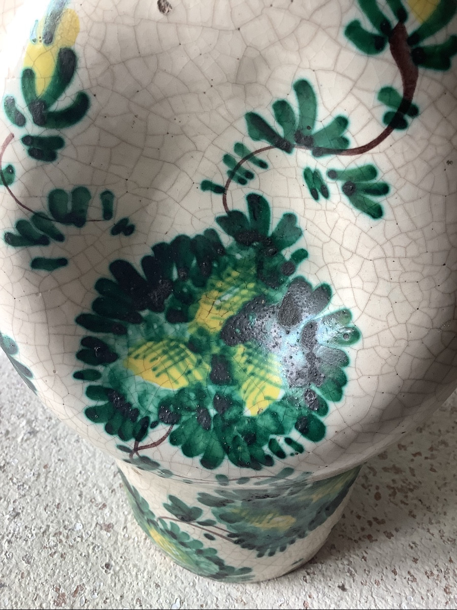 Albarello in maiolica con anse decorato con fiori Ep 800-photo-2