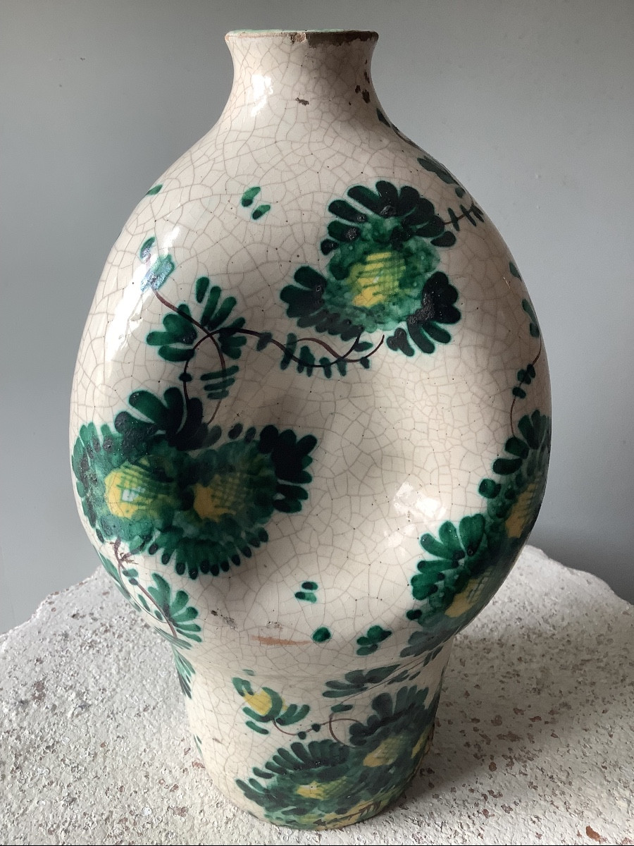 Albarello in maiolica con anse decorato con fiori Ep 800