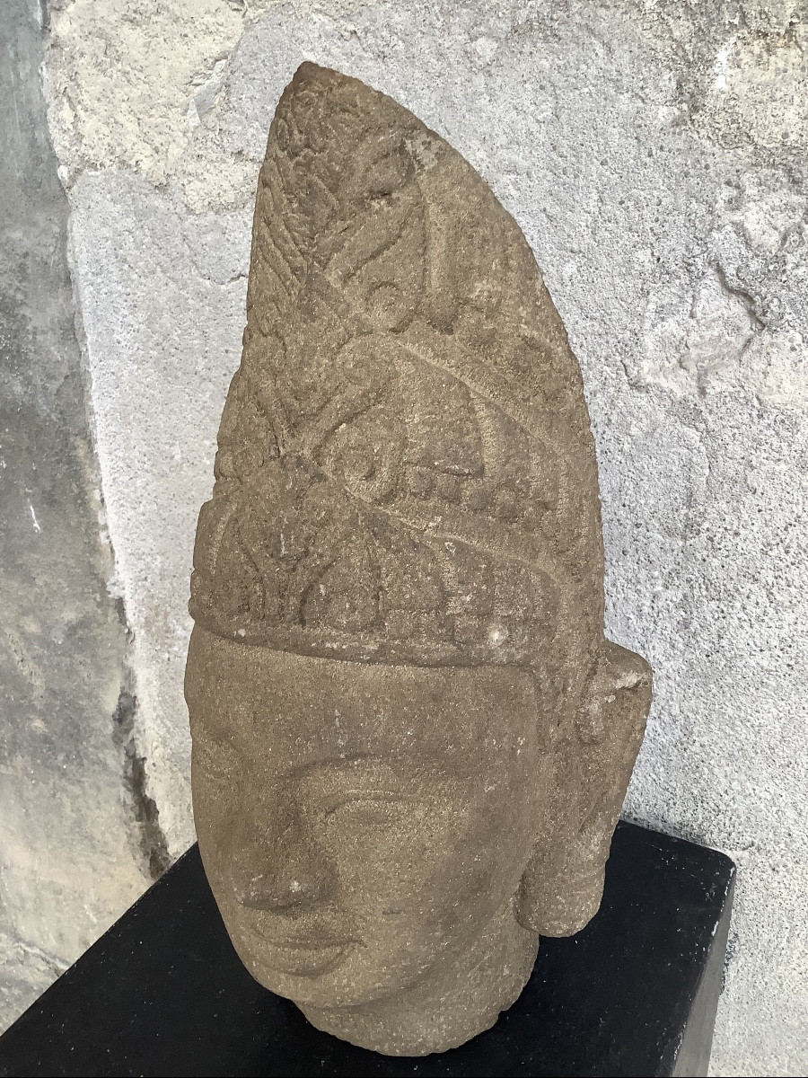 Scultura in pietra grigia Birmania Ep 800-photo-2