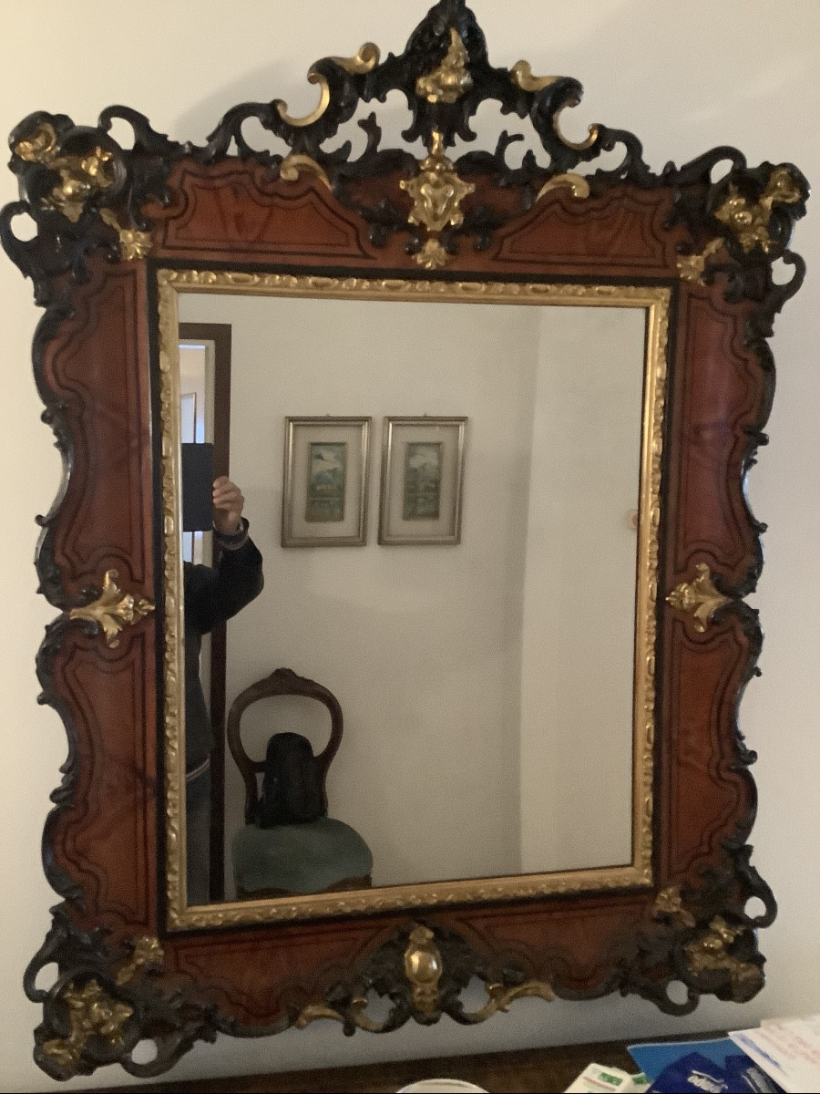 Specchiera in legno dipinto e dorato Italia Ep primo 800