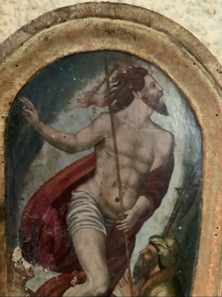 Sportello da tabernacolo in legno dipinto con Cristo e discepoli Ep 700-photo-2
