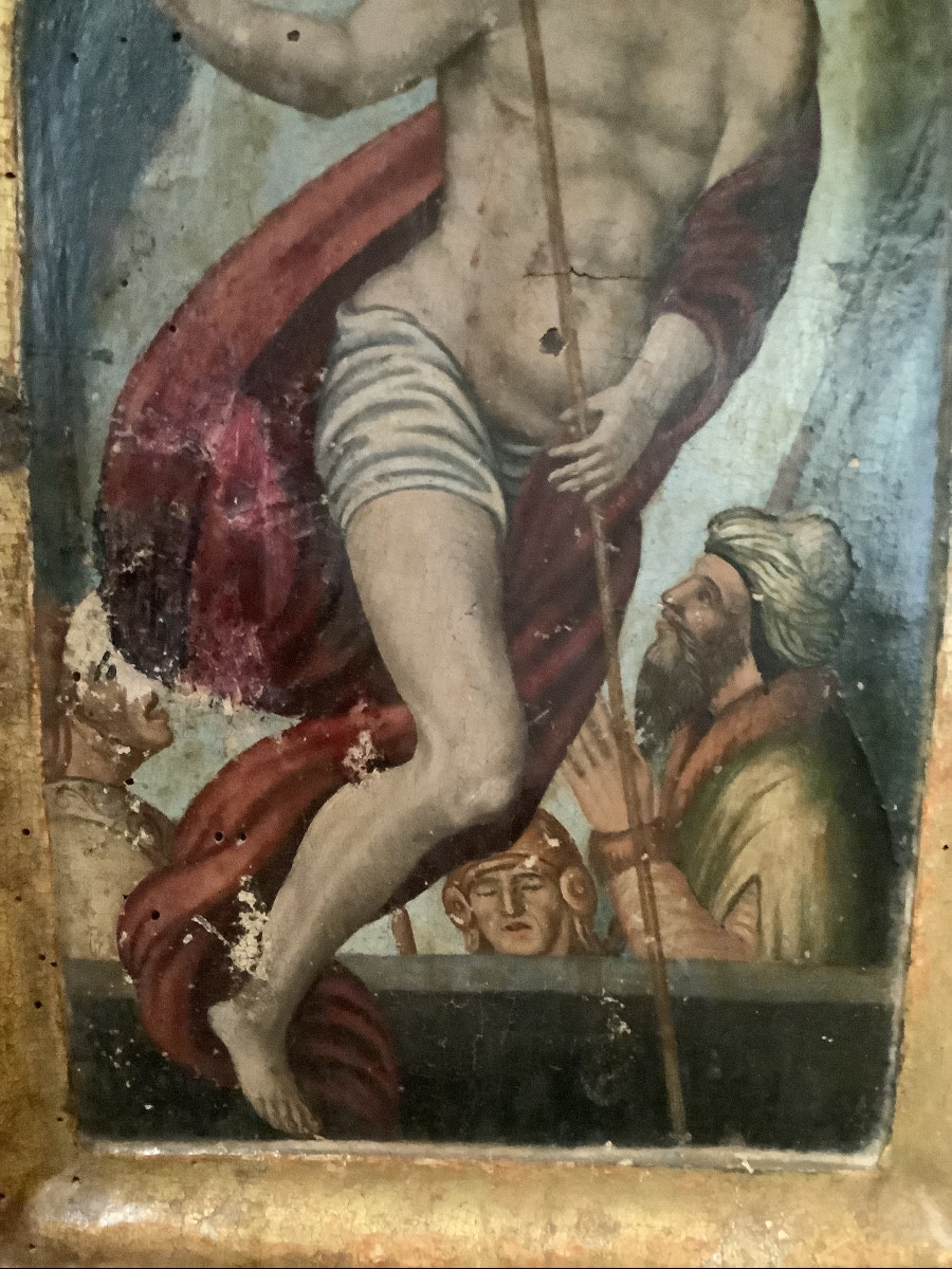 Sportello da tabernacolo in legno dipinto con Cristo e discepoli Ep 700-photo-3