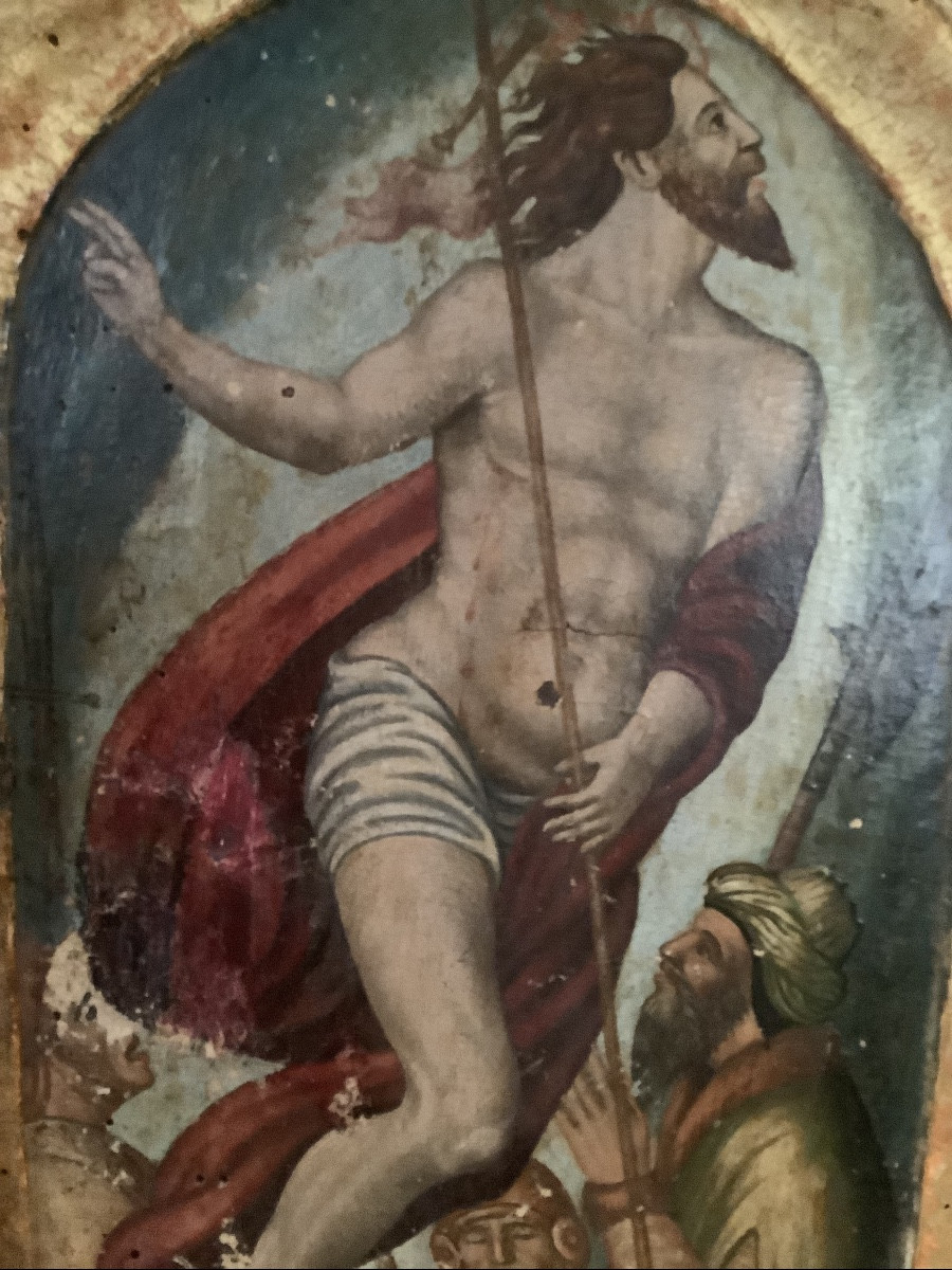 Sportello da tabernacolo in legno dipinto con Cristo e discepoli Ep 700-photo-4