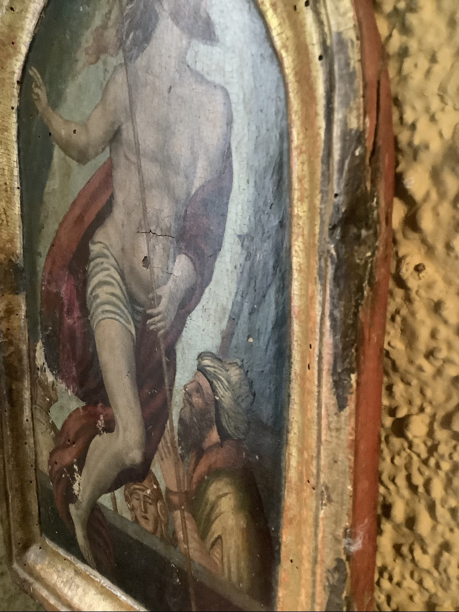 Sportello da tabernacolo in legno dipinto con Cristo e discepoli Ep 700-photo-1