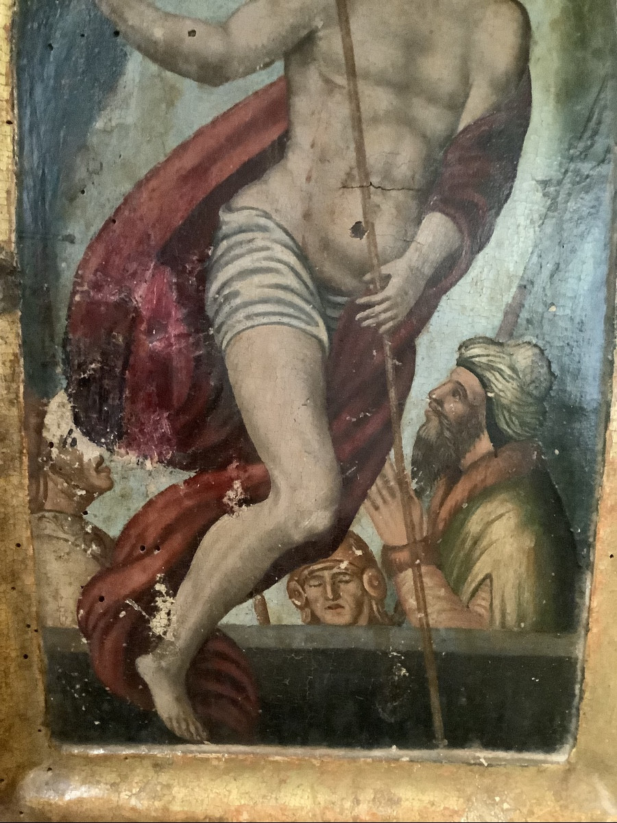 Sportello da tabernacolo in legno dipinto con Cristo e discepoli Ep 700-photo-2
