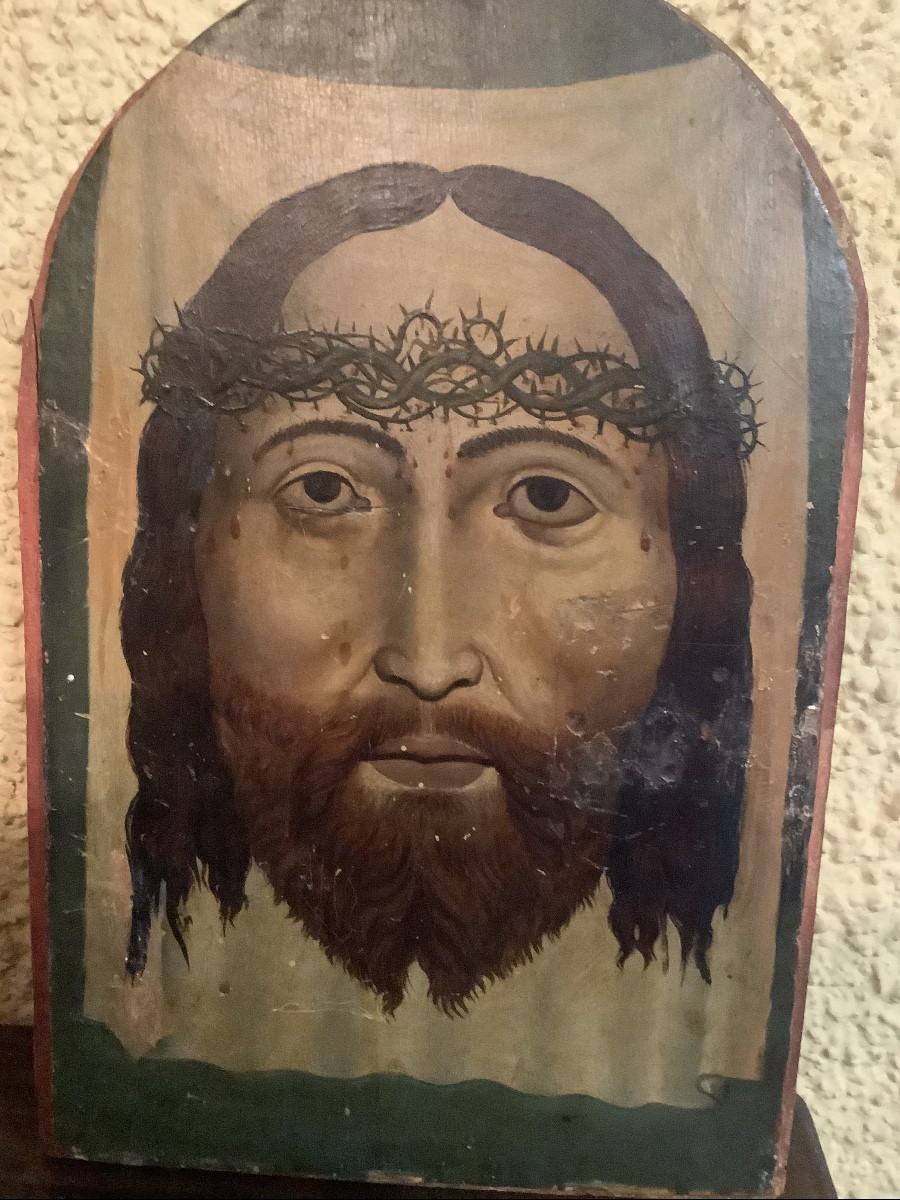 Sportello da tabernacolo in legno dipinto con Cristo e discepoli Ep 700-photo-3