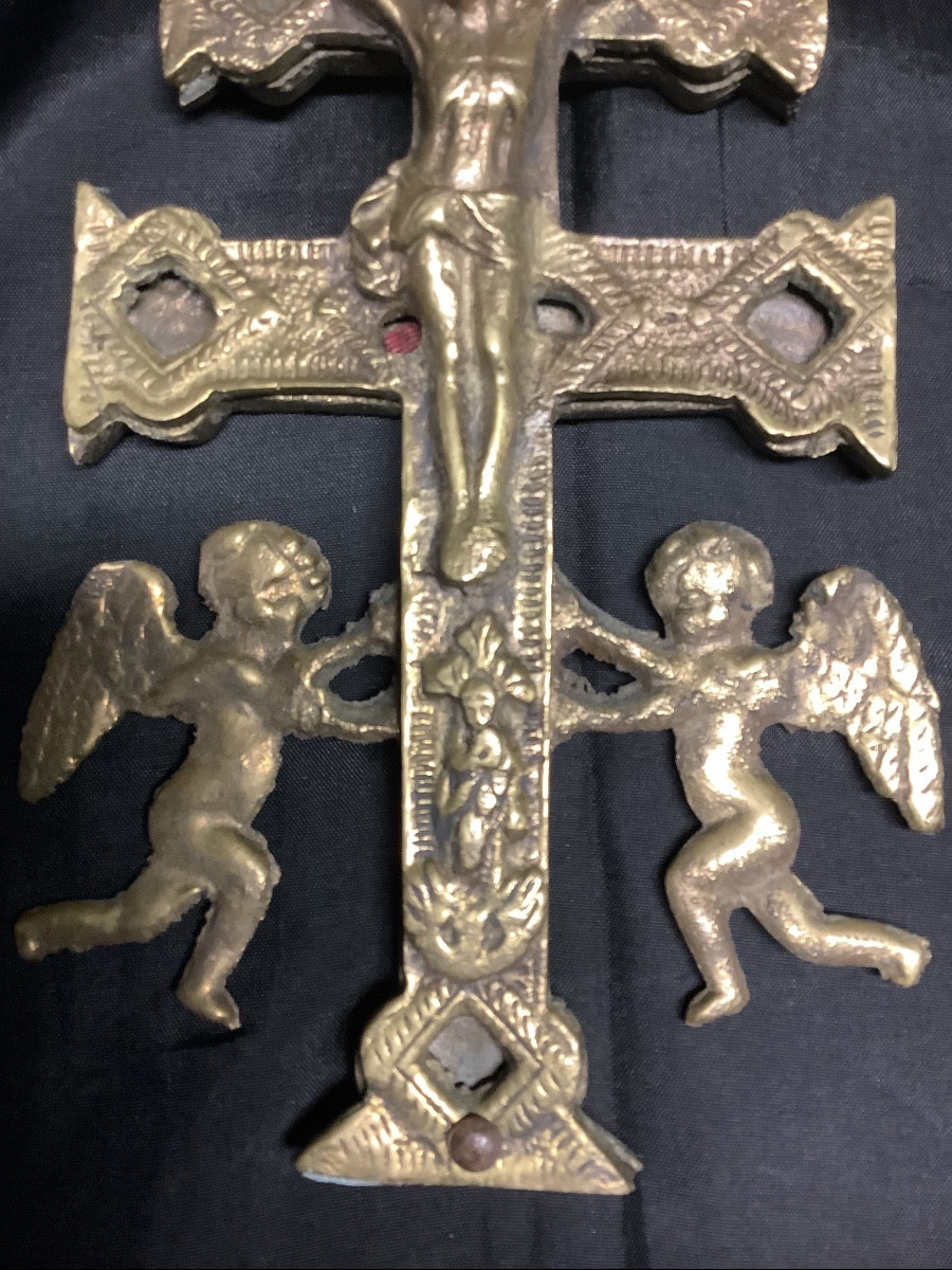 Croce in bronzo con angeli e personaggi Ep 800-photo-3